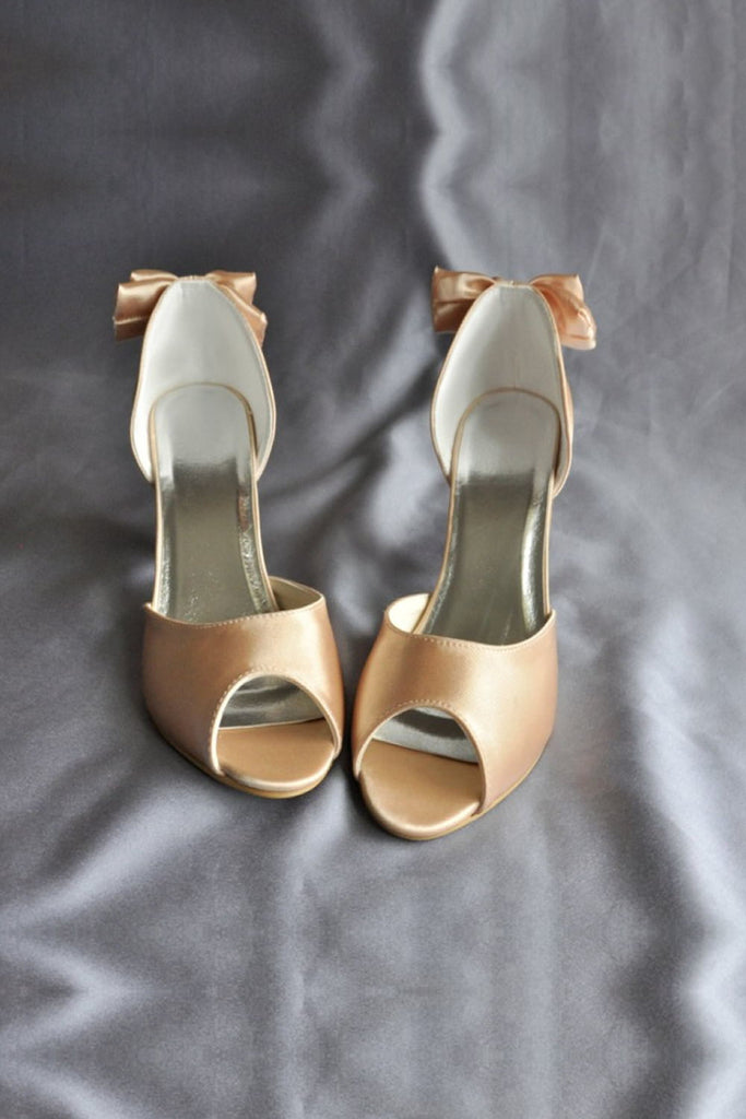 High Heel Peep Toe Wedding Shoes With Bow Knot  S48