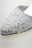 High Heel Ankle Straps Handmade Lace Beading Wedding Shoes S67