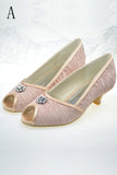 Pretty Pink Low Heel Beaded Handmade Comfy Women Shoes S71