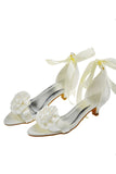 Pretty Pink Lace Up Low Heel Handmade Sandals With Flower S73