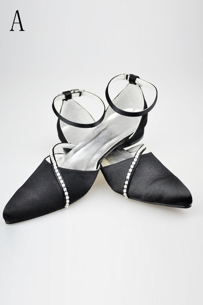 Lovely Black Beaded Handmade Ankle Strap Women Shoes S77