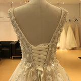 Gorgeous Appliques A-line V-neck Wedding Dress Beaded Bridal Gown OKV18