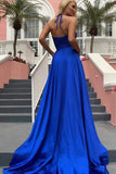 Royal Blue Prom Dress New Elegant Long Side Split Evening Dress OKW29