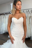 Sexy Lace Mermaid Sweetheart Wedding Dress With Ruffles, Bridal Gown OK1884