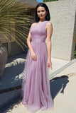 Shiny One Shoulder Purple Long Prom Dresses, Formal Evening Dresses OK1917