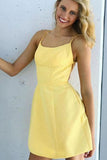 Short Yellow Prom Homecoming Dresses A Line Formal Graduation Evening Dresses OK1463