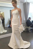 Simple Mermaid Ivory Strapless Wedding Dresses With Train, Wedding Gown OK1808