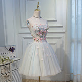 A Line Sweetheart Tulle Short Homecoming Dresses With Flowers OKN45