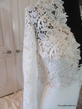 New Sexy Deep V-Neck Lace Top Long Sleeves Mermaid Wedding Dress OK803