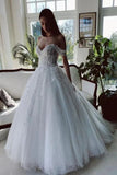 Romantic Tulle A-line Off-the-Shoulder Wedding Dresses With Lace Appliques OK1810