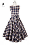 Pretty Simple Plaid Sleeveless Elegant Vintage Dress For Girls V4