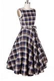 Pretty Simple Plaid Sleeveless Elegant Vintage Dress For Girls V4