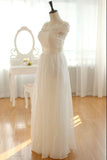 Elegant Long Chiffon Ivory Lace Wedding Dresses W2