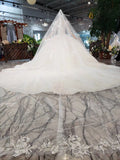 Elegant Scoop Ball Gown Wedding Dress, 3/4 Sleeves Wedding Gown OKJ97