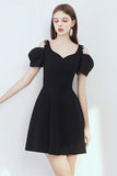 Simple Style Black Short Prom Dress Vintage Cute Homecoming Dress K923