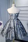 Sweetheart Lace Up Black Beading Tulle Short Homecoming Dress Cute Dress OK914