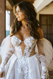 Gorgeous Ball Gown Off the Shoulder Tulle Beach Wedding Dress N120