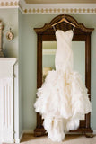 Mermaid Sweetheart Ruffles Off White Wedding Dress OK776