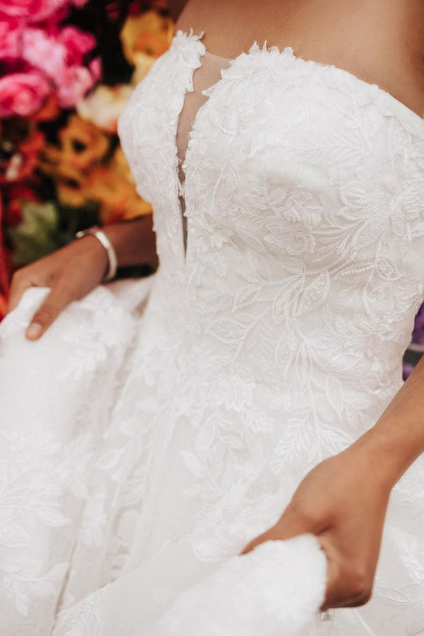 Cute A Line Strapless White Tulle Tutu Wedding Dress N113