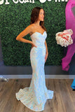 Charming Mermaid Sweetheart Lace Sequins Long Prom Dress N124