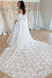 A Line Sweetheart Off the Shoulder Lace Wedding Dress N090