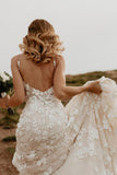 Mermaid V Neck Lace Beach Wedding Dress N110