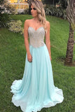 Sweetheart A Line Chiffon Mint Green Prom Dress Formal Evening Dress OK1351