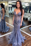 Sparkly Lace Appliques Mermaid Long Prom Dress Graduation School OK1375