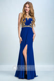 Royal Blue Prom Dress,Long Evening Dress,Formal Evening Dress,Sexy Party Dresses,Chiffon Prom Dresses,Beading Prom Dresses,Split Prom Dresses