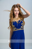 Royal Blue Long Formal Sexy Chiffon Beading Split Prom Evening Dress OK251