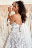 A Line Sweetheart Off the Shoulder Lace Wedding Dress N090