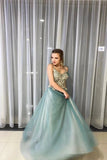 A-Line Spagahetti Straps Sweetheart Beades Long Prom Dress Formal Evening Dress OK1376