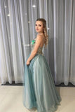 A-Line Spagahetti Straps Sweetheart Beades Long Prom Dress Formal Evening Dress OK1376