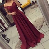 Simple Burgundy Off The Shoulder Long Prom Dress/Evening Gown OK133