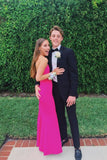 Hot Pink Mermaid Long Strapless Prom Dress Elegant Formal Evening Dress OK1784