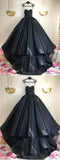 Black Ball Gown Sweetheart Sweep Train Prom Dresses Long Evening Dress OKF13
