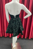 Dark Green Sequin Sweetheart A-Line Short Homecoming Dress OK1530