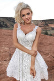 White Short Lace Homecoming Dress V Neck Appliques Cocktail Dress OKU53