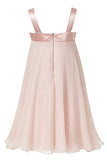 Princess Pink A-Line Chiffon Sleeveless Floor-Length Flower Girl Dresses OK705