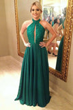 Charming Prom Dresses,A-Line Prom Gown,Green Prom Dress,Open Back Prom Dress,Beading   Prom Dress