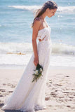 White Wedding Dresses,A Line Wedding Dress,Simple Wedding Gown,Strapless Wedding Dresses,Lace Wedding Gown,Beach Wedding Dresses
