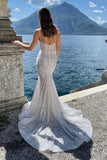 Spaghetti Straps Sweetheart Mermaid Wedding Dress Bohemian Bridal Gown OK1982
