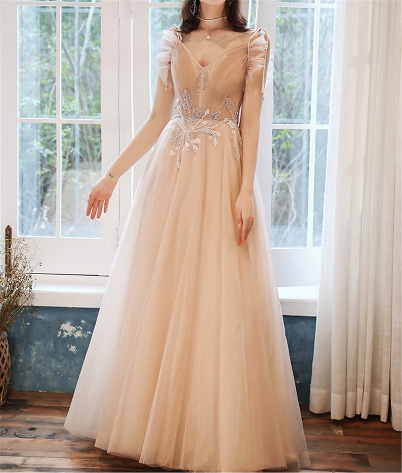 A-line Long Tulle Evening Party Dress Fairy Princess Prom Dress Women Custom Dress OKV83