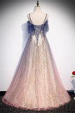 Ombre Purple Pink Prom Dresses Lace Up Evening Dresses A-line Girls Prom Dresses OKW1