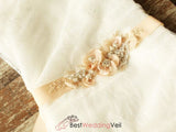 Cute Nude Blush Bridal Sash Floral Lace Rustic Wedding Belts BS16