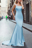 Amazing Prom Dress,Beading Prom Dresses,Satin Prom Dress,Blue Prom Dress,Long Prom Gown,Scoop Prom Dress