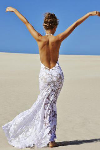 Mermaid Wedding Dresses,Sexy Wedding Dress,Lace Wedding Gown,White Bridal Dress,Backless Wedding Dresses,Beach Wedding Dress