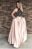 High Neck Prom Dress,Blush prom dress,A Line prom dress,long Prom Gown,Sleeveless prom dress,prom dress with pockets