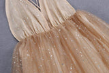 Charming A-Line V Neck Spaghetti Straps Sequin Long Prom Dresses OKE44