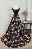 Stylish A Line Long Floral Printed Prom Dresses,Formal Evening Dress OK831
